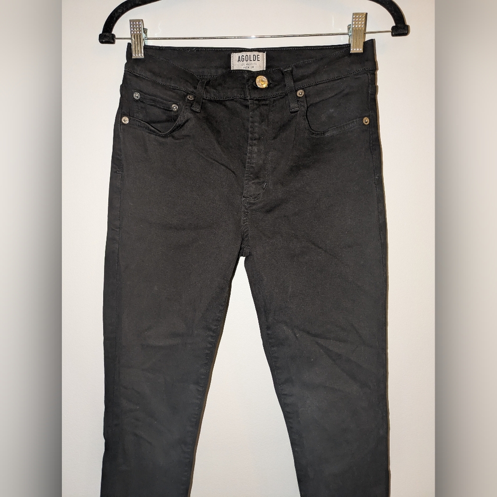 Agolde Sophie Crop High Waist Rise Skinny Jean Black Size 28 Stretchy Comfy $158 - Picture 6 of 8